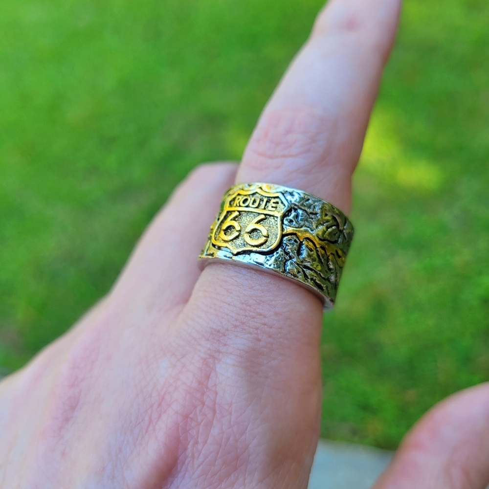 Route 66 Freedom Courage Enterprise 925 Silver Ring Size 9 - Picture 4 of 14
